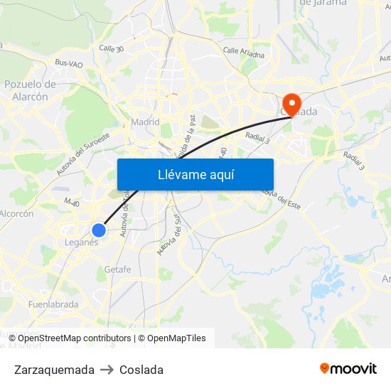 Zarzaquemada to Coslada map