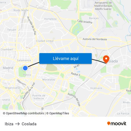 Ibiza to Coslada map
