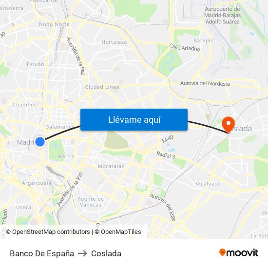 Banco De España to Coslada map