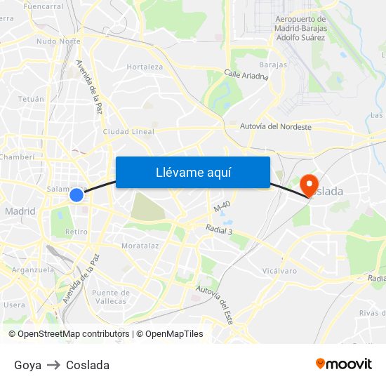 Goya to Coslada map