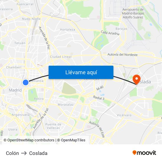 Colón to Coslada map