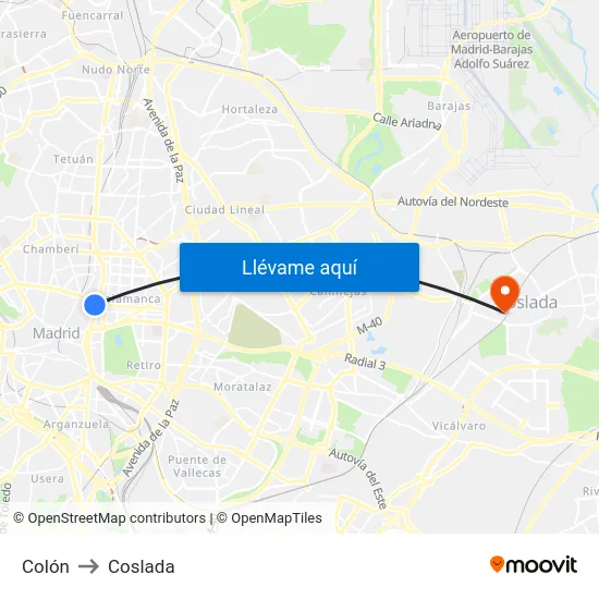 Colón to Coslada map