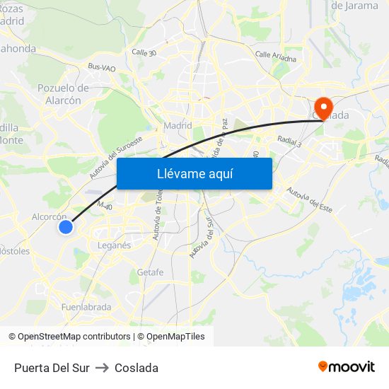 Puerta Del Sur to Coslada map