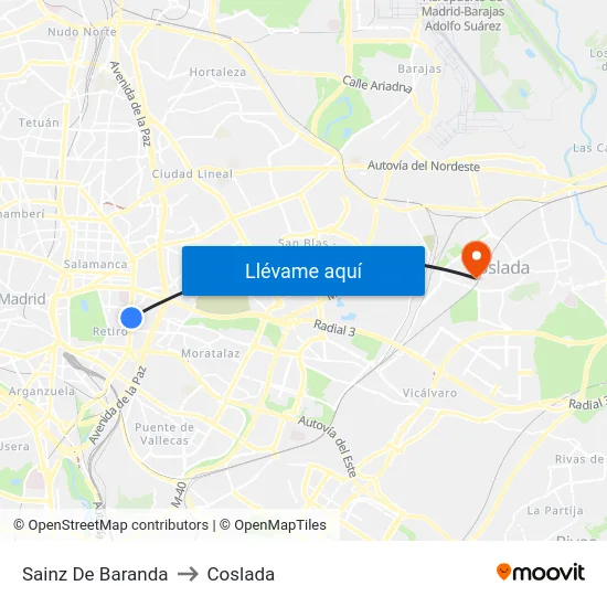 Sainz De Baranda to Coslada map