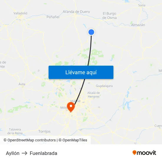 Ayllón to Fuenlabrada map