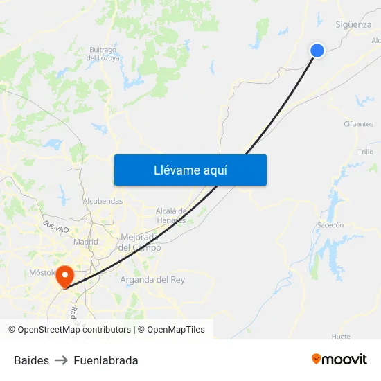 Baides to Fuenlabrada map