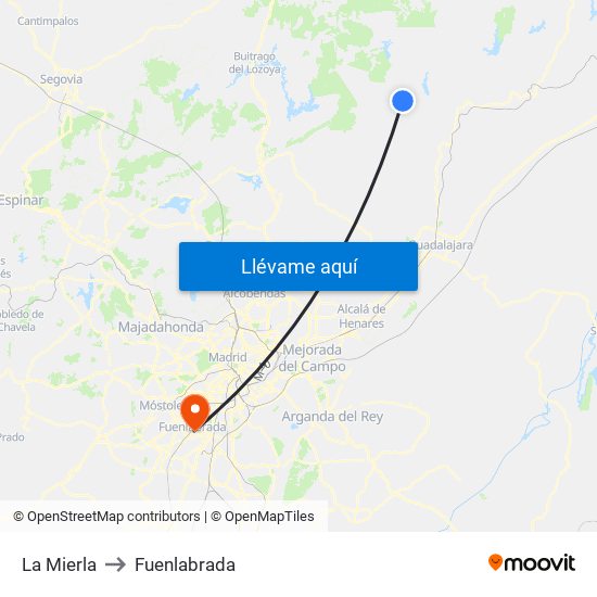 La Mierla to Fuenlabrada map