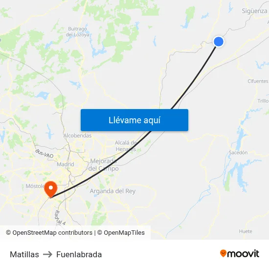 Matillas to Fuenlabrada map