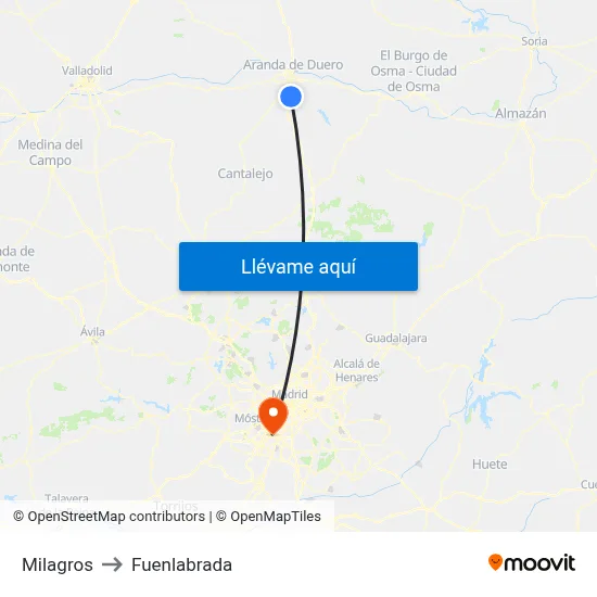 Milagros to Fuenlabrada map