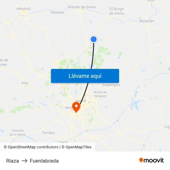 Riaza to Fuenlabrada map