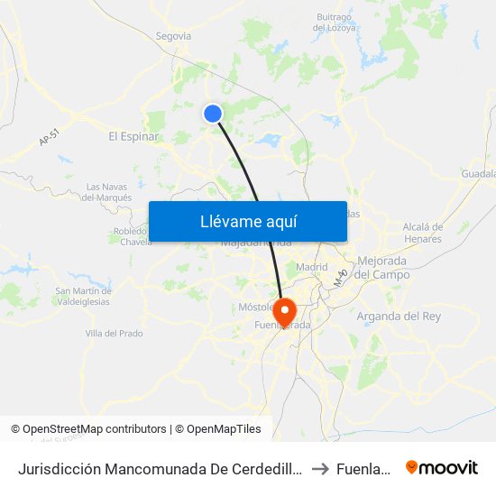 Jurisdicción Mancomunada De Cerdedilla Y Navacerrada to Fuenlabrada map