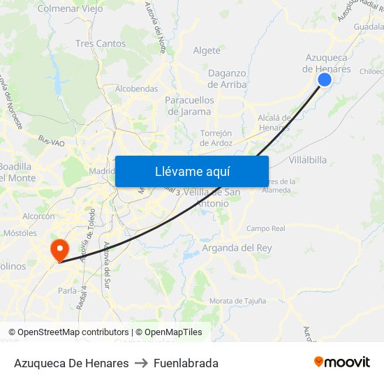 Azuqueca De Henares to Fuenlabrada map
