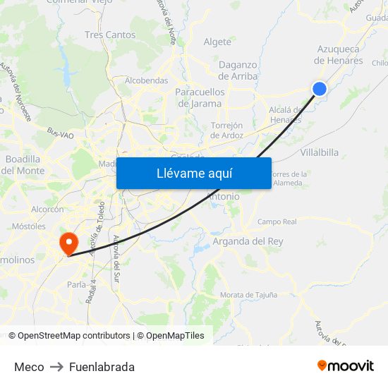 Meco to Fuenlabrada map