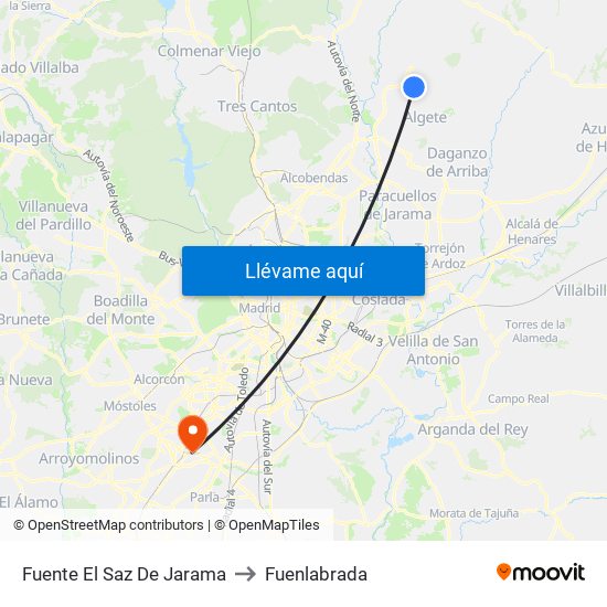 Fuente El Saz De Jarama to Fuenlabrada map