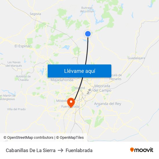 Cabanillas De La Sierra to Fuenlabrada map