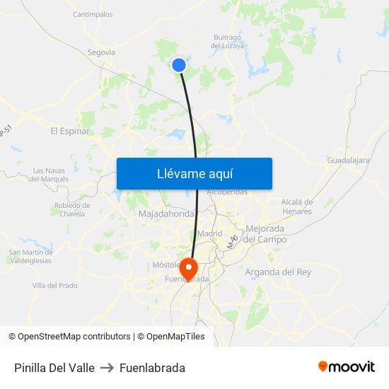 Pinilla Del Valle to Fuenlabrada map