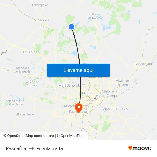 Rascafría to Fuenlabrada map