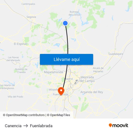 Canencia to Fuenlabrada map