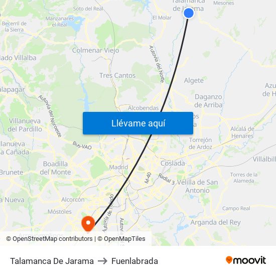 Talamanca De Jarama to Fuenlabrada map
