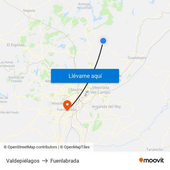 Valdepiélagos to Fuenlabrada map