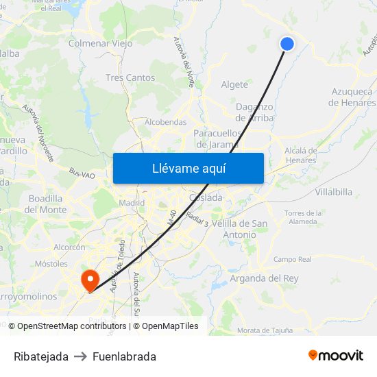 Ribatejada to Fuenlabrada map