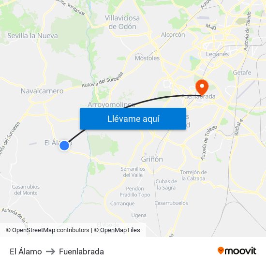 El Álamo to Fuenlabrada map