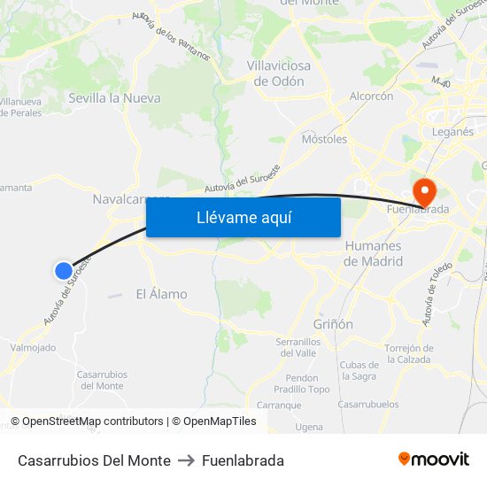 Casarrubios Del Monte to Fuenlabrada map