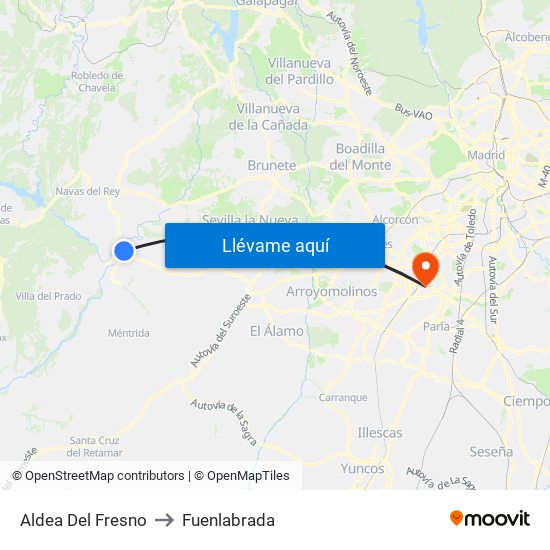 Aldea Del Fresno to Fuenlabrada map