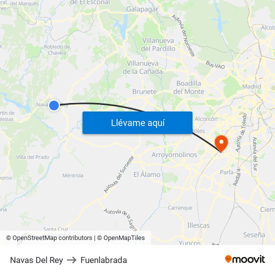 Navas Del Rey to Fuenlabrada map