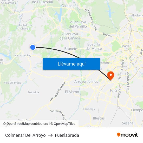 Colmenar Del Arroyo to Fuenlabrada map