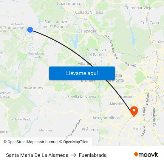 Santa María De La Alameda to Fuenlabrada map