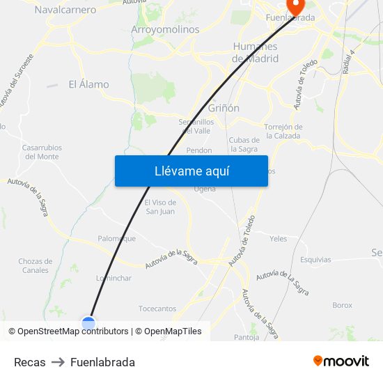 Recas to Fuenlabrada map