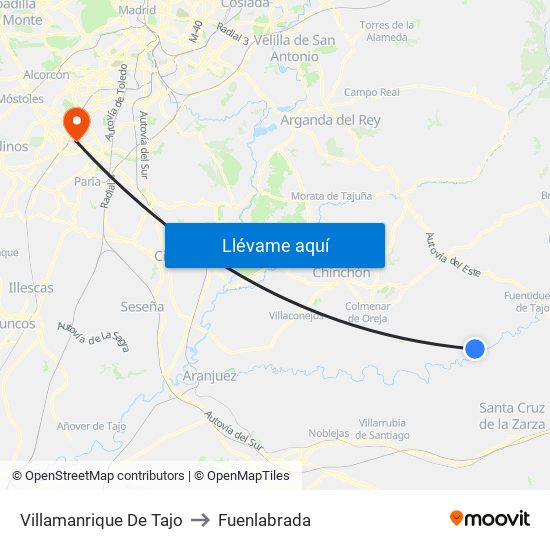 Villamanrique De Tajo to Fuenlabrada map