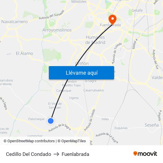 Cedillo Del Condado to Fuenlabrada map