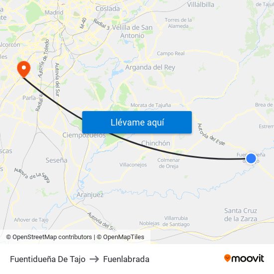 Fuentidueña De Tajo to Fuenlabrada map