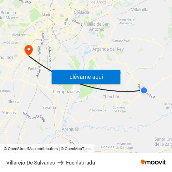 Villarejo De Salvanés to Fuenlabrada map