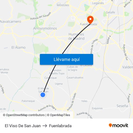 El Viso De San Juan to Fuenlabrada map