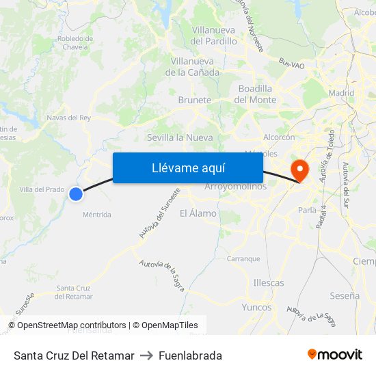 Santa Cruz Del Retamar to Fuenlabrada map