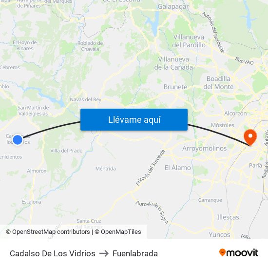 Cadalso De Los Vidrios to Fuenlabrada map