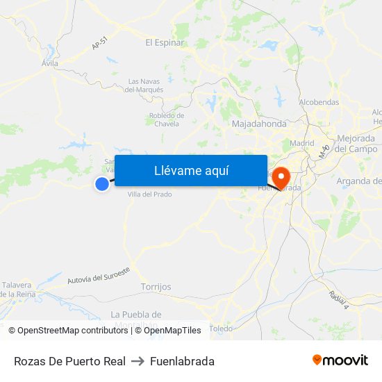Rozas De Puerto Real to Fuenlabrada map