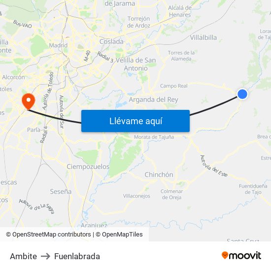 Ambite to Fuenlabrada map