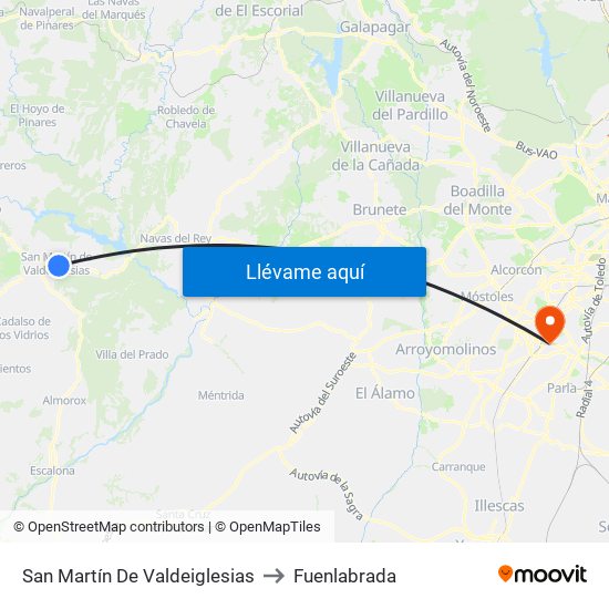 San Martín De Valdeiglesias to Fuenlabrada map