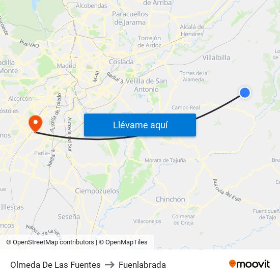 Olmeda De Las Fuentes to Fuenlabrada map