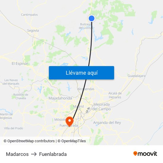 Madarcos to Fuenlabrada map