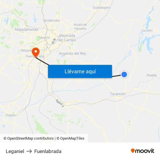 Leganiel to Fuenlabrada map