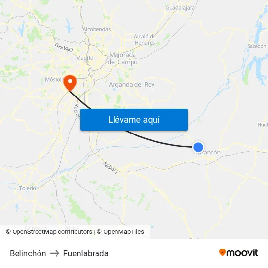 Belinchón to Fuenlabrada map