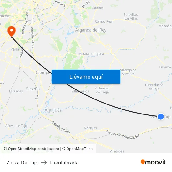 Zarza De Tajo to Fuenlabrada map