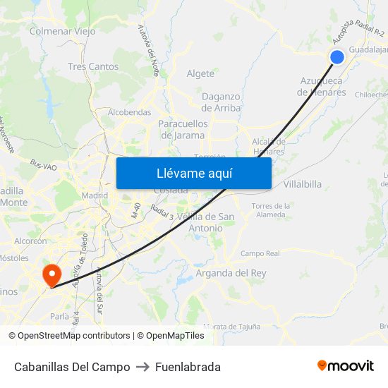 Cabanillas Del Campo to Fuenlabrada map