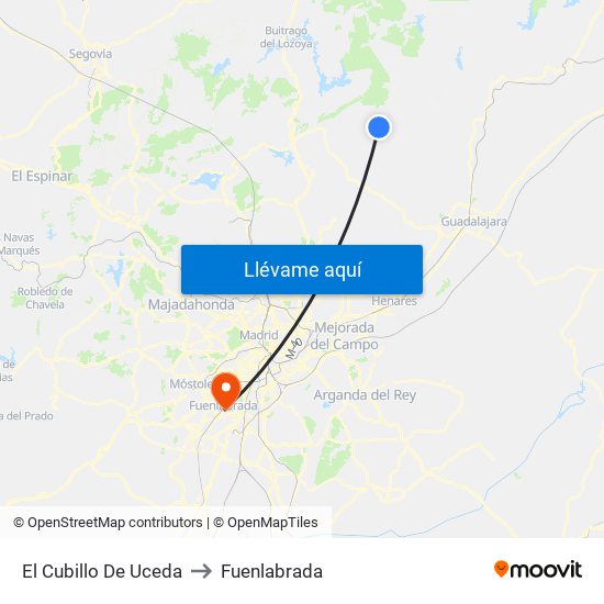 El Cubillo De Uceda to Fuenlabrada map