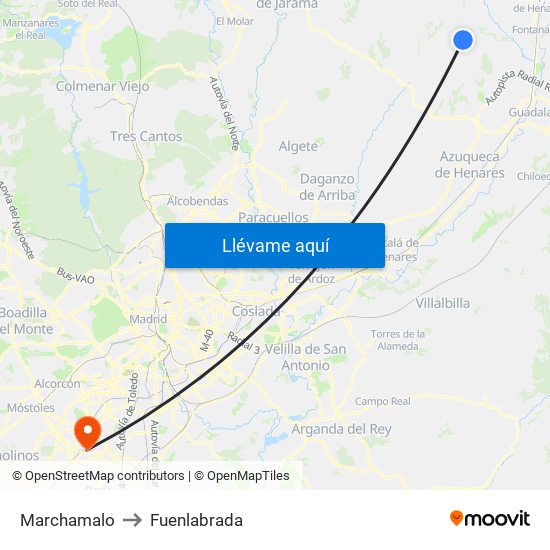 Marchamalo to Fuenlabrada map